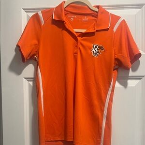 Antigua Women’s Polo Shirt in Orange and White BGSU